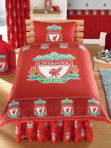 Liverpool FC Duvet Cover and Pillowcase Border Crest Bedding - GREAT PRICE