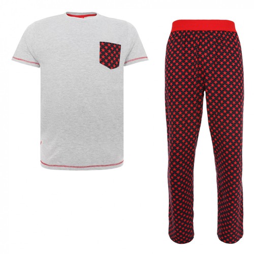 LFC Mens Grey/Red Long PJ Set