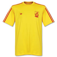 Classic LFC adidas yellow tee shirt with old badge