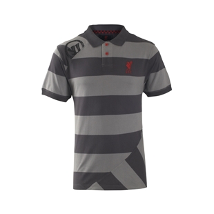 LFC Mens Grey Warrior Melwood Dante Stripe Polo