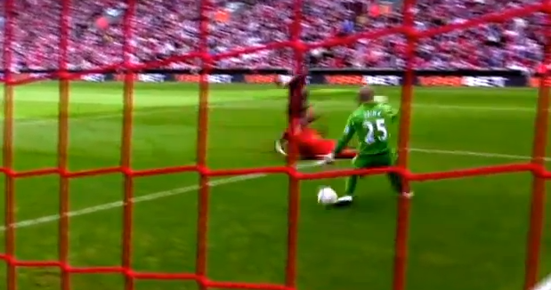 Pepe Reina was easily beaten by Podolski's opener