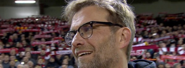 Jurgen Klopp watches on as the fans sing YNWA