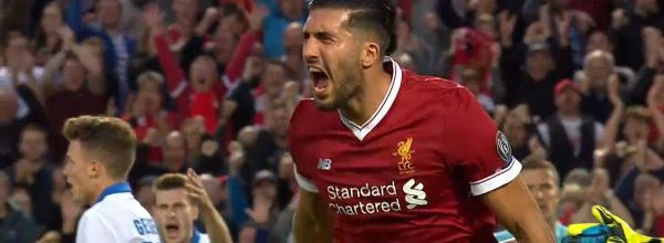 Emre Can scores twice in the Champions League at Anfield v Hoffenheim